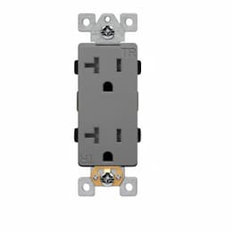 20 Amp Tamper Resistant Industrial Grade Decorator Duplex Receptacle, Gray