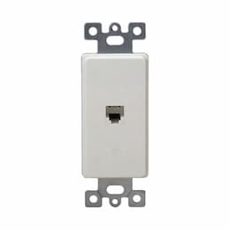 White Molded-In Voice and Audio/Video RJ11 Jack Wall Outlet