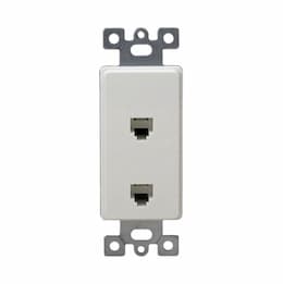Almond Molded-In Voice and Audio/Video Duplex RJ11 Jack Wall Outlet