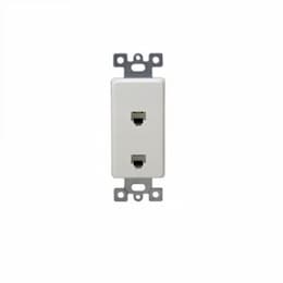 Enerlites Molded-In Voice and Audio/Video Duplex RJ11 Jack Wall Outlet, Light Almond