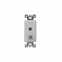 Molded-in Voice and Audio/Video RJ11 F-Type Combination Wall Outlet, Ivory