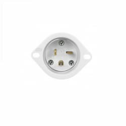 20 Amp 125V Nema 5-20P Straight Blade Flanged Inlet, White