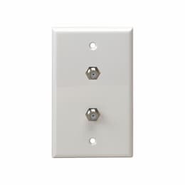 Almond Telephone and CATV 1-Gang Duplex F-type Connector Wall Jack