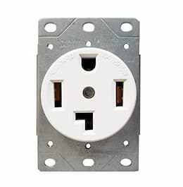 30 Amp Industrial Grade Flush-Mount Receptacle, NEMA 14-30R, White