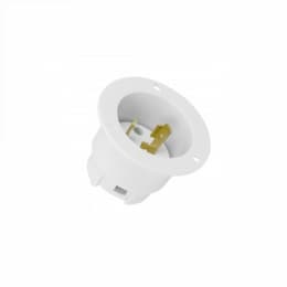 20 Amp 125V NEMA L5-20PFI Locking Flanged Inlet, White