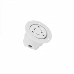 20 Amp 250V NEMA L6-20C Locking Flanged Outlet, White