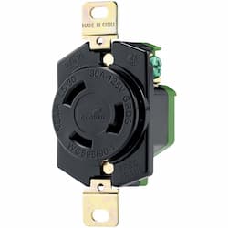 Black Industrial Grade 30A 2-Pole Locking Receptacle