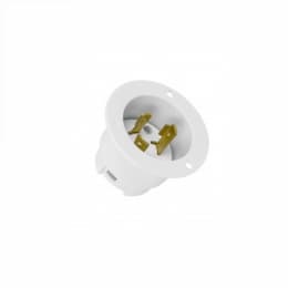 30 Amp 125V NEMA L5-30P Locking Flanged Inlet, White