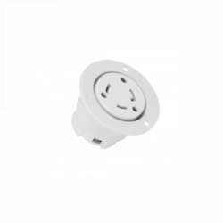 30 Amp 125V NEMA L5-30C Locking Flanged Outlet, White