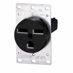 Black Industrial Grade 30A 2-Pole Locking High Voltage Receptacle