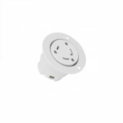 30 Amp 250V NEMA L6-30C Locking Flanged Outlet, White