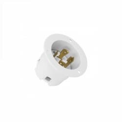 30 Amp 125V-250V NEMA L14-30P Locking Flanged Inlet, White