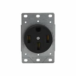 Black 50A Industrial Grade Flush Mount Receptacle