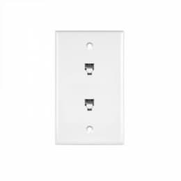 Telephone and CATV 1-Gang Duplex RJ11 Jack Wall Outlet, White