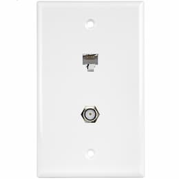 Enerlites Telephone and CATV 1-Gang Duplex F-Type and RJ11 Jack Wall Outlet, Ivory