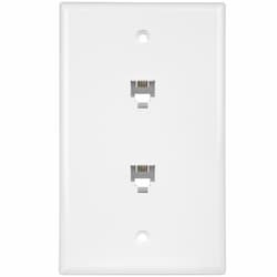 Telephone and CATV 1-Gang Duplex RJ11 Jack Wall Outlet, Ivory