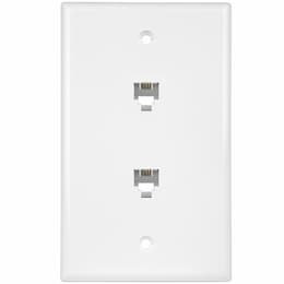 Telephone and CATV 1-Gang Duplex RJ11 Jack Wall Outlet, White