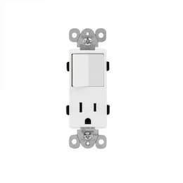 15 Amp Combination Decorator Switch and Tamper Resistant Receptacle, White