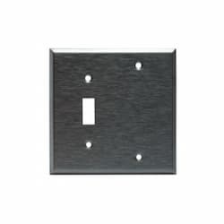 2-Gang Toggle & Blank Wall Plate Combo, Stainless Steel