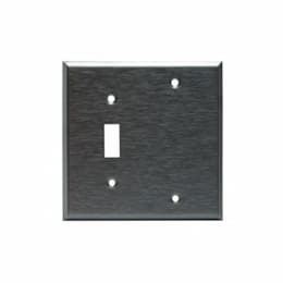 2-Gang Toggle & Blank Wall Plate Combo, Stainless Steel