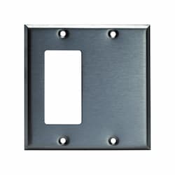 Enerlites Stainless Steel Combination 2-Gang Blank & GFCI Wall Plate