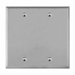 2-Gang Mid-Size Wall Plate, Blank, Stainless Steel