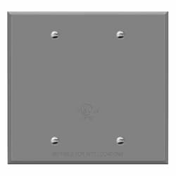 2-Gang Standard Wall Plate, Blank, Weatherproof, Gray