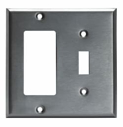 Stainless Steel Combination 2-Gang GFCI & Toggle Metal Wall Plate