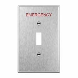 1-Gang Mid-Size Emergency Wall Plate, Toggle, Stainless Steel