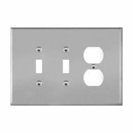 3-Gang Over-Size Combination Wall Plate, Toggle/Duplex,Stainless Steel