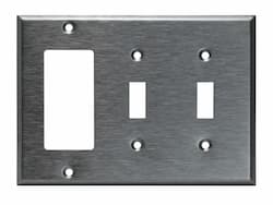 Stainless Steel Combination 3-Gang Double Toggle & GFCI Metal Wall Plate