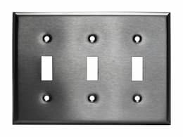 Stainless Steel 3-Gang Toggle Switch Metal Wall Plate