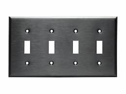Stainless Steel 4-Gang Toggle Switch Metal Wall Plate
