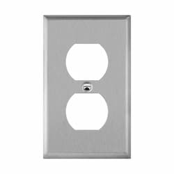 1-Gang Mid-Size Wall Plate, Duplex, Stainless Steel