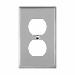 1-Gang Mid-Size Wall Plate, Duplex, Stainless Steel