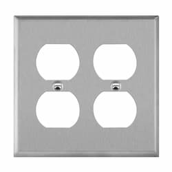 2-Gang Mid-Size Wall Plate, Duplex, Stainless Steel
