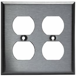 Stainless Steel 2-Gang Duplex Receptacle Metal Wall Plate