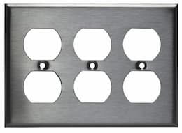 Stainless Steel 3-Gang Duplex Receptacle Metal Wall Plate