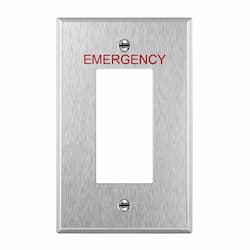 1-Gang Mid-Size Emergency Wall Plate, Decora, Stainless Steel