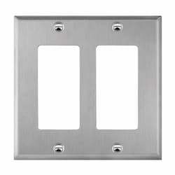 2-Gang Mid-Size Antimicrobial Wall Plate, Decora/GFCI, Stainless Steel