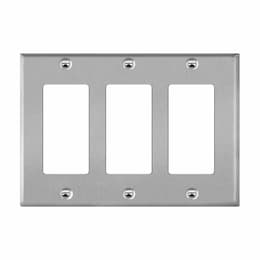 3-Gang Mid-Size Wall Plate, Decora/GFCI, Stainless Steel