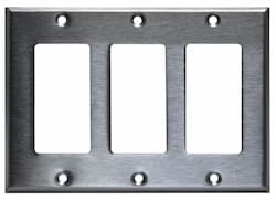 Stainless Steel 3-Gang Single GFCI Metal Wall Plate