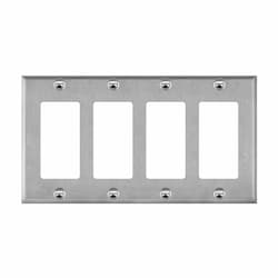 4-Gang Mid-Size Wall Plate, Decora/GFCI, Stainless Steel