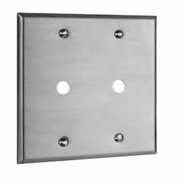 Stainless Steel 0.406" 2-Gang Telephone/Cable Outlet Wall Plate