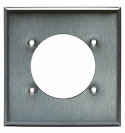 Stainless Steel 2.125" 2-Gang Single Outlet Receptacle Midway Wall Plate