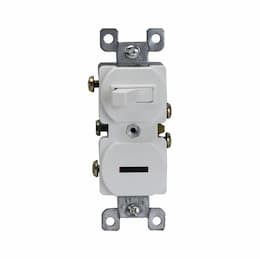 Combo Ivory Single-Pole Side-Wired 15A Switch w/ Pilot Light