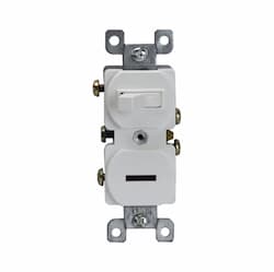 Enerlites Combo White Single-Pole Side-Wired 15A Switch w/ Pilot Light