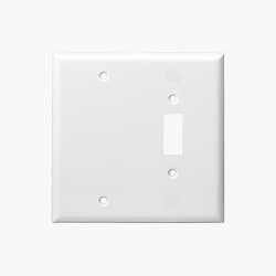 2-Gang Combination Wall Plate, Blank/Toggle, Thermoplastic, Ivory