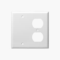 2-Gang Combination Wall Plate, Blank/Duplex, Thermoplastic, Ivory