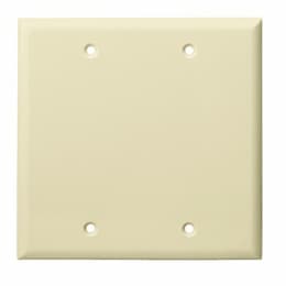Almond Colored Thermoplastic Two-Gang Blank Wall Plate